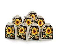 AQRJLPM Cute Sunflower Drawstring Pouches Reusable Burlap Soft Sachet Bag Multipurpose Cotton Small Jewelry Pouch for Party Wedding Storage Home Supplies (8 Pcs)