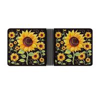 AQRJLPM Cute Sunflower Wallet with Money Clip Leather Bifold Wallet Slim Credit Card Holder Gift for Men