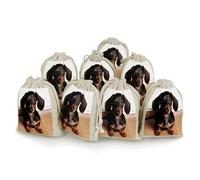 AQRJLPM Cute Wiener Sausage Dog Drawstring Pouches Reusable Burlap Soft Sachet Bag Multipurpose Cotton Small Jewelry Pouch for Party Wedding Storage Home Supplies (8 Pcs)