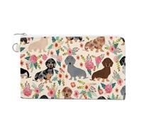 AQRJLPM Dachshund Floral Wallet Canvas Slim Lightweight Wallets Durable Zippered Card Holder for Men Women