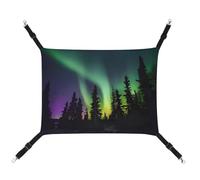 AQRJLPM Dark Northern Lights Print Pet Hammock with Adjustable Straps and Metal Hooks Hanging Bed Soft Breathable Sleeping Hammock for Cats,Puppy,Rabbits,Small Animals