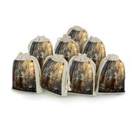 AQRJLPM Deer Hunting Season Drawstring Pouches Reusable Burlap Soft Sachet Bag Multipurpose Cotton Small Jewelry Pouch for Party Wedding Storage Home Supplies (8 Pcs)