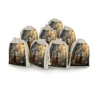 AQRJLPM Deer Hunting Season Drawstring Pouches Reusable Burlap Soft Sachet Bag Multipurpose Cotton Small Jewelry Pouch for Party Wedding Storage Home Supplies (8 Pcs)