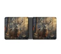 AQRJLPM Deer Hunting Season Wallet with Money Clip Leather Bifold Wallet Slim Credit Card Holder Gift for Men