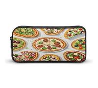 AQRJLPM Different Pizzas Pencil Pouch Big Capacity Simple Marker Pouch Portable Aesthetic Zipper Pencil Case
