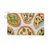 AQRJLPM Different Pizzas Wallet Canvas Slim Lightweight Wallets Durable Zippered Card Holder for Men Women