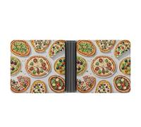 AQRJLPM Different Pizzas Wallet with Money Clip Leather Bifold Wallet Slim Credit Card Holder Gift for Men