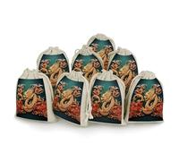 AQRJLPM Dragon Chinese Background Drawstring Pouches Reusable Burlap Soft Sachet Bag Multipurpose Cotton Small Jewelry Pouch for Party Wedding Storage Home Supplies (8 Pcs)