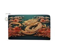 AQRJLPM Dragon Chinese Background Wallet Canvas Slim Lightweight Wallets Durable Zippered Card Holder for Men Women