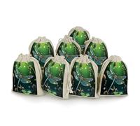 AQRJLPM Dragonfly Green Drawstring Pouches Reusable Burlap Soft Sachet Bag Multipurpose Cotton Small Jewelry Pouch for Party Wedding Storage Home Supplies (8 Pcs)
