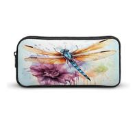 AQRJLPM Dragonfly Watercolor Painting Pencil Pouch Big Capacity Simple Marker Pouch Portable Aesthetic Zipper Pencil Case