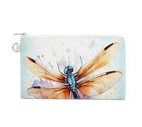 AQRJLPM Dragonfly Watercolor Painting Wallet Canvas Slim Lightweight Wallets Durable Zippered Card Holder for Men Women
