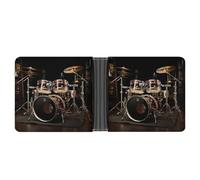 AQRJLPM Drum Set Wallet with Money Clip Leather Bifold Wallet Slim Credit Card Holder Gift for Men