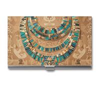 AQRJLPM Egyptian Necklace Business Card Holder Business Card Case Pocket Card Holders Metal Slim Name Card Holder Professional Multi Wallet Credit Card ID Case for Men Women, silver, One Size