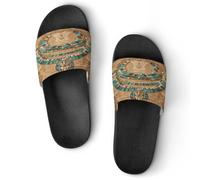 AQRJLPM Egyptian Necklace Shower Slide Shoes Breathable Quick Drying Slippers Non-Slip Comfort Sandals for Adults, Black, 9.5