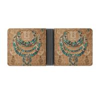 AQRJLPM Egyptian Necklace Wallet with Money Clip Leather Bifold Wallet Slim Credit Card Holder Gift for Men
