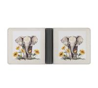AQRJLPM Elephant And Sunflower Wallet with Money Clip Leather Bifold Wallet Slim Credit Card Holder Gift for Men