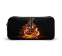 AQRJLPM Fire Guitar Pencil Pouch Big Capacity Simple Marker Pouch Portable Aesthetic Zipper Pencil Case