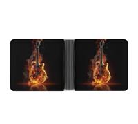 AQRJLPM Fire Guitar Wallet with Money Clip Leather Bifold Wallet Slim Credit Card Holder Gift for Men