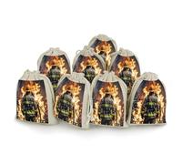 AQRJLPM Firefighter Fireman Flame Drawstring Pouches Reusable Burlap Soft Sachet Bag Multipurpose Cotton Small Jewelry Pouch for Party Wedding Storage Home Supplies (8 Pcs)