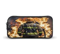 AQRJLPM Firefighter Fireman Flame Pencil Pouch Big Capacity Simple Marker Pouch Portable Aesthetic Zipper Pencil Case