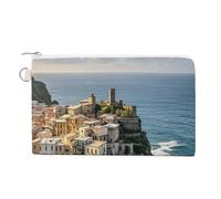 AQRJLPM Fishing Village Wallet Canvas Slim Lightweight Wallets Durable Zippered Card Holder for Men Women