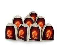 AQRJLPM Flame Rose Drawstring Pouches Reusable Burlap Soft Sachet Bag Multipurpose Cotton Small Jewelry Pouch for Party Wedding Storage Home Supplies (8 Pcs)