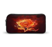 AQRJLPM Flame Rose Pencil Pouch Big Capacity Simple Marker Pouch Portable Aesthetic Zipper Pencil Case