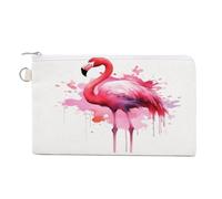 AQRJLPM Flamingo Watercolor Wallet Canvas Slim Lightweight Wallets Durable Zippered Card Holder for Men Women