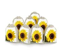 AQRJLPM Flower Sunflower Drawstring Pouches Reusable Burlap Soft Sachet Bag Multipurpose Cotton Small Jewelry Pouch for Party Wedding Storage Home Supplies (8 Pcs)