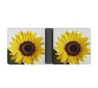 AQRJLPM Flower Sunflower Wallet with Money Clip Leather Bifold Wallet Slim Credit Card Holder Gift for Men