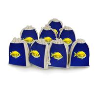 AQRJLPM Fly Yellow Fish Drawstring Pouches Reusable Burlap Soft Sachet Bag Multipurpose Cotton Small Jewelry Pouch for Party Wedding Storage Home Supplies (8 Pcs)
