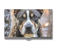 AQRJLPM French Poodle Business Card Holder Business Card Case Pocket Card Holders Metal Slim Name Card Holder Professional Multi Wallet Credit Card ID Case for Men Women, silver, One Size