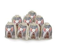 AQRJLPM Funny Cute Animal Drawstring Pouches Reusable Burlap Soft Sachet Bag Multipurpose Cotton Small Jewelry Pouch for Party Wedding Storage Home Supplies (8 Pcs)