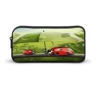 AQRJLPM Funny Ladybug Holding Umbrellas Pencil Pouch Big Capacity Simple Marker Pouch Portable Aesthetic Zipper Pencil Case