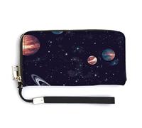AQRJLPM Galaxy Decor Wallet Leather Zipper Around Clutch Wallet Large Capacity Purse with Wristlet Strap, white, 20.0*10.5cm, Wallet