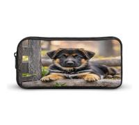 AQRJLPM German Shepherd Puppy Pencil Pouch Big Capacity Simple Marker Pouch Portable Aesthetic Zipper Pencil Case