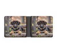 AQRJLPM German Shepherd Puppy Wallet with Money Clip Leather Bifold Wallet Slim Credit Card Holder Gift for Men