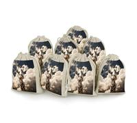 AQRJLPM Giraffe in The Clouds Drawstring Pouches Reusable Burlap Soft Sachet Bag Multipurpose Cotton Small Jewelry Pouch for Party Wedding Storage Home Supplies (8 Pcs)