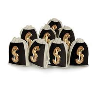 AQRJLPM Gold Dollar Sign Drawstring Pouches Reusable Burlap Soft Sachet Bag Multipurpose Cotton Small Jewelry Pouch for Party Wedding Storage Home Supplies (8 Pcs)