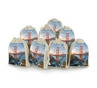 AQRJLPM Golden Gate Bridge Drawstring Pouches Reusable Burlap Soft Sachet Bag Multipurpose Cotton Small Jewelry Pouch for Party Wedding Storage Home Supplies (8 Pcs)