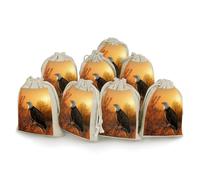 AQRJLPM Golden Sunset Bald Eagle Drawstring Pouches Reusable Burlap Soft Sachet Bag Multipurpose Cotton Small Jewelry Pouch for Party Wedding Storage Home Supplies (8 Pcs)