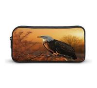 AQRJLPM Golden Sunset Bald Eagle Pencil Pouch Big Capacity Simple Marker Pouch Portable Aesthetic Zipper Pencil Case