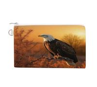 AQRJLPM Golden Sunset Bald Eagle Wallet Canvas Slim Lightweight Wallets Durable Zippered Card Holder for Men Women