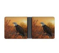 AQRJLPM Golden Sunset Bald Eagle Wallet with Money Clip Leather Bifold Wallet Slim Credit Card Holder Gift for Men