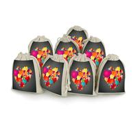 AQRJLPM Graphics Love HeartsGraphics Love Hearts Drawstring Pouches Reusable Burlap Soft Sachet Bag Multipurpose Cotton Small Jewelry Pouch for Party Wedding Storage Home Supplies (8 Pcs)