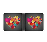 AQRJLPM Graphics Love HeartsGraphics Love Hearts Wallet with Money Clip Leather Bifold Wallet Slim Credit Card Holder Gift for Men