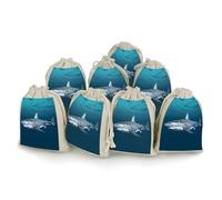 AQRJLPM Great White Shark Drawstring Pouches Reusable Burlap Soft Sachet Bag Multipurpose Cotton Small Jewelry Pouch for Party Wedding Storage Home Supplies (8 Pcs)