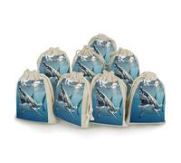AQRJLPM Great White Shark Opens Mouth Drawstring Pouches Reusable Burlap Soft Sachet Bag Multipurpose Cotton Small Jewelry Pouch for Party Wedding Storage Home Supplies (8 Pcs)