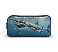 AQRJLPM Great White Shark Opens Mouth Pencil Pouch Big Capacity Simple Marker Pouch Portable Aesthetic Zipper Pencil Case